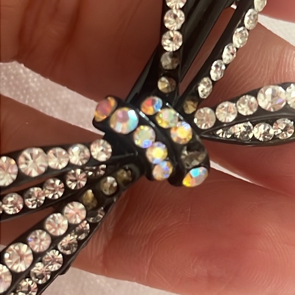 Vintage Double Bow Barretts with Borealis Aurora and Clear Crystals - Picture 6 of 11